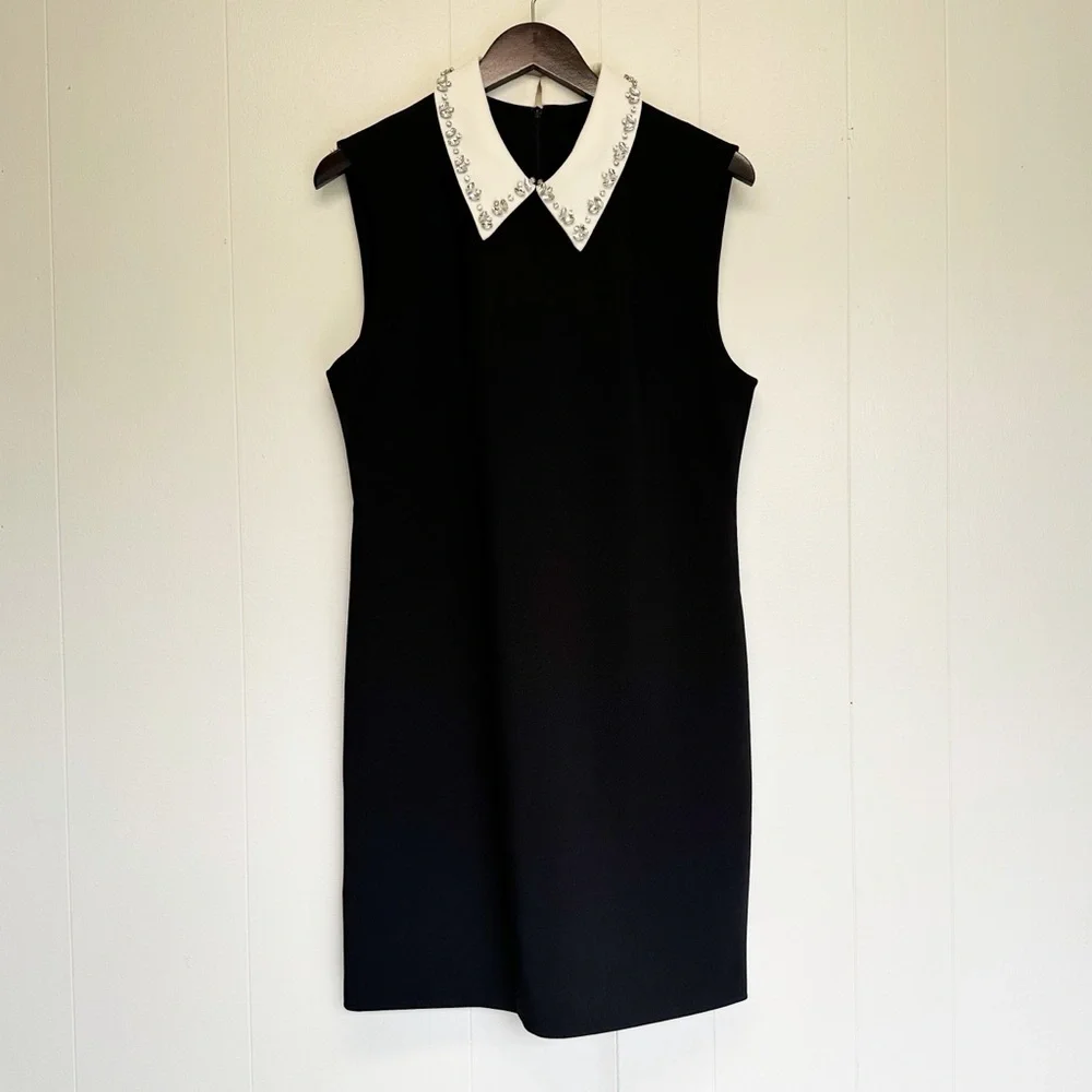NWT J.CREW Embellished Collard Shift Dress In Stretch Crepe 12 - Picture 4 of 10